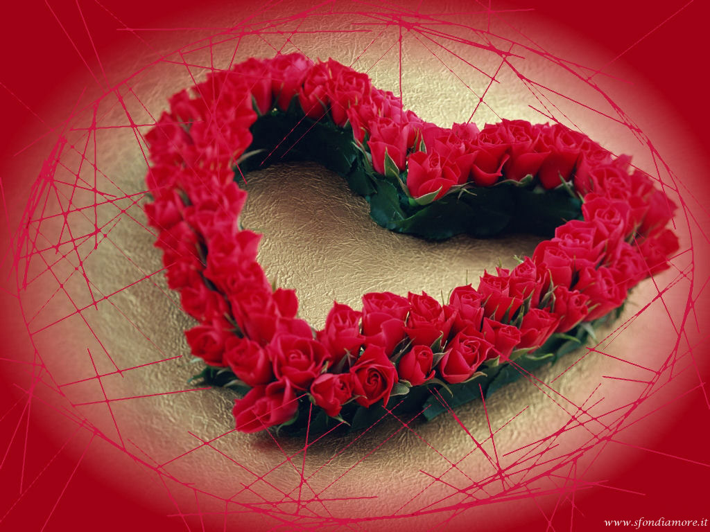 Sfondo amore cuore di rose